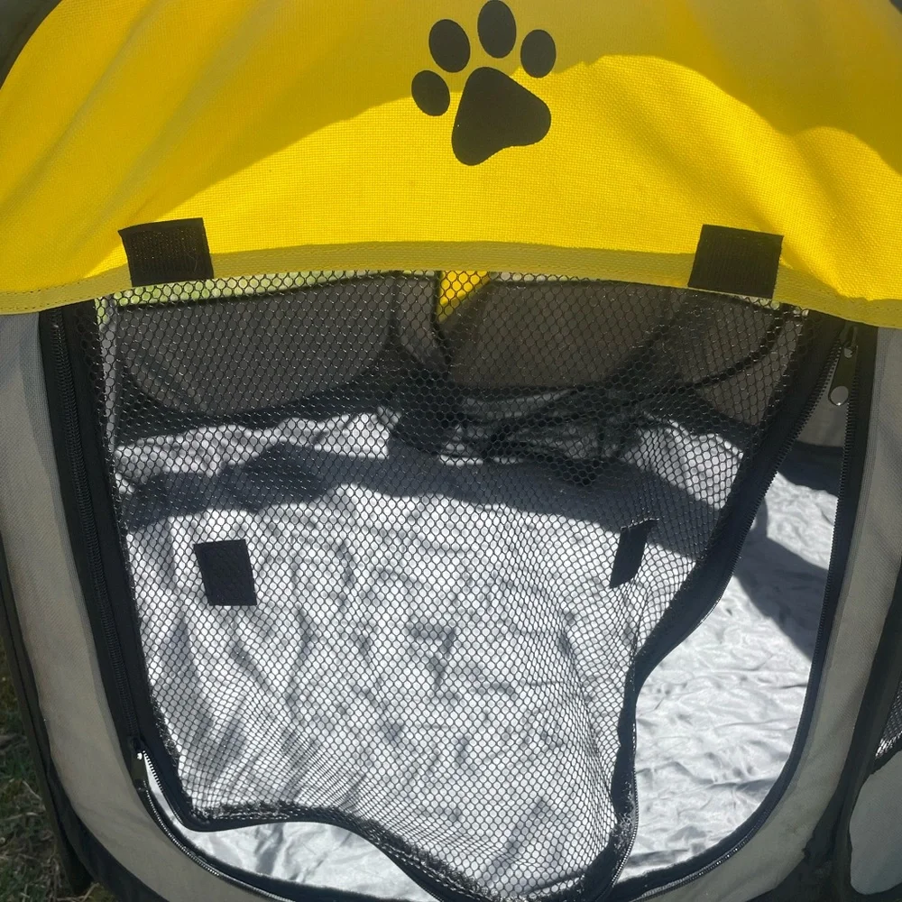 Yellow and Black Collapsable Puppy Playpen